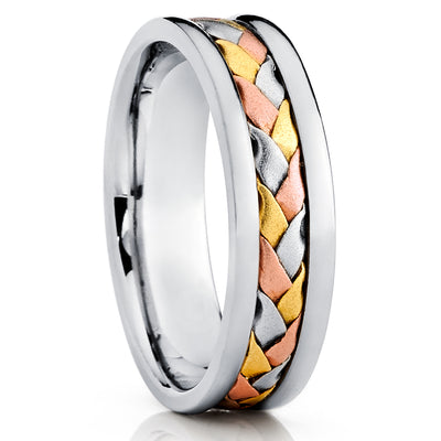 Rose Gold Wedding Ring - Titanium Wedding Ring - Braid Ring - Rose Gold Ring - Yellow Gold Ring - Braid Ring