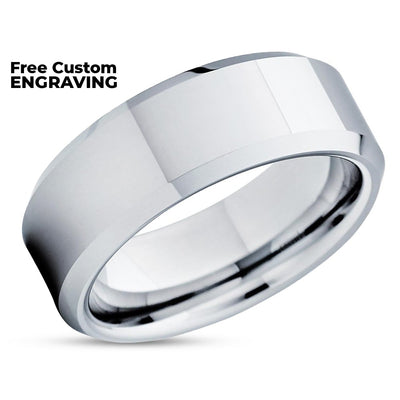 Silver Wedding Band - Tungsten Wedding Ring - Tungsten Carbide Ring - Wedding Ring