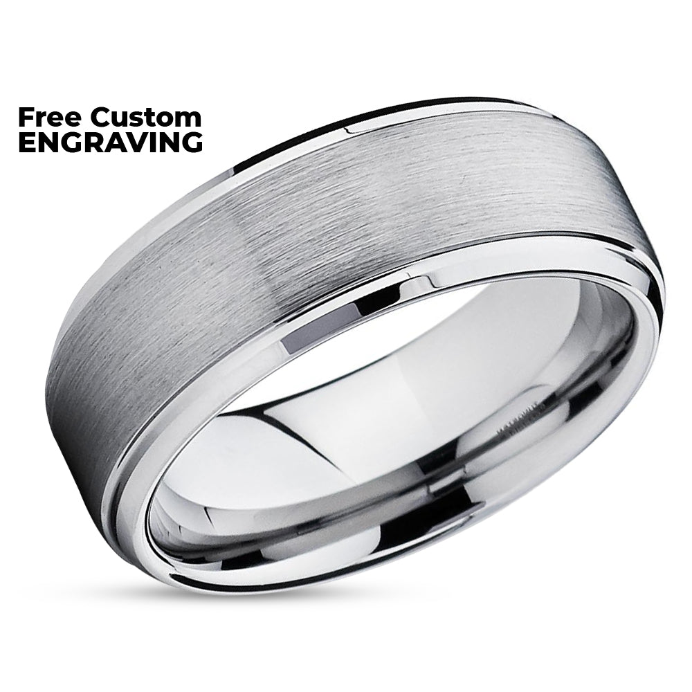 Men s Titanium Ring Grey Titanium Band Titanium Wedding Band Titanium Wedding Ring 6.5 Silver Titanium