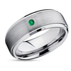 Emerald Wedding Ring - Tungsten Wedding Band - Man's Wedding Ring - Women's Ring