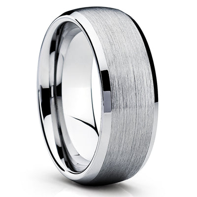 8mm - Tungsten Wedding Band - Gray Tungsten Ring - Silver Tungsten - Clean Casting Jewelry