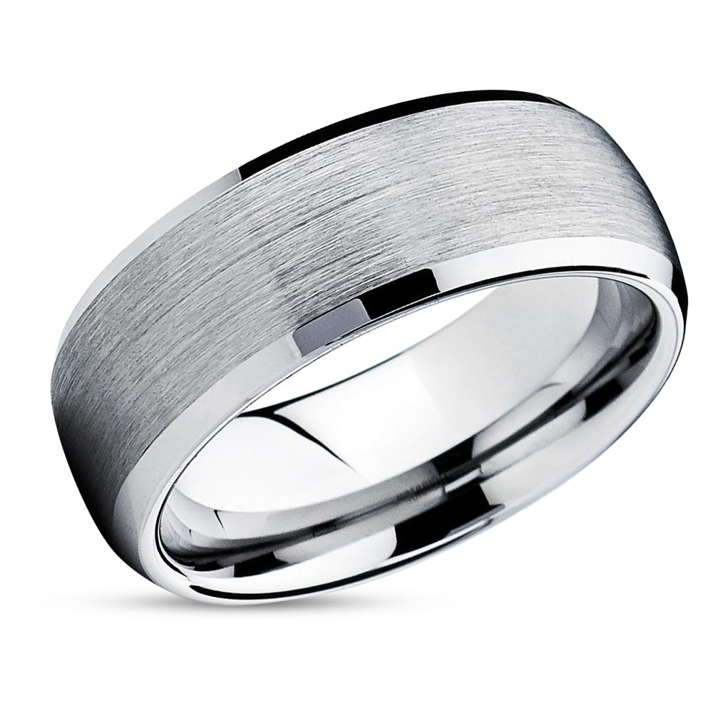 Silver Wedding Ring - Tungsten Wedding Ring - Tungsten Carbide Ring - Engagement Ring - Band
