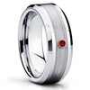 Ruby Tungsten Ring - Tungsten Wedding Band - Men's Wedding Band - Unisex - Clean Casting Jewelry