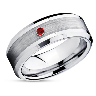 Rose Gold Wedding Ring - Ruby Tungsten Ring - Unique Wedding Band - Ruby Ring