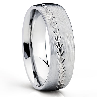 Baseball Wedding Band - Cobalt Wedding Ring - Baseball Wedding Ring - Brush - Clean Casting Jewelry