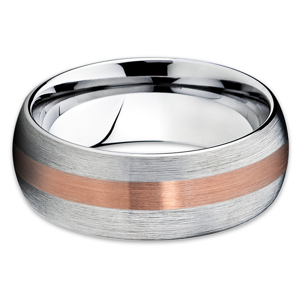 Titanium Wedding Band - Men's Wedding Band - 14K Rose Gold - Brush - Clean Casting Jewelry