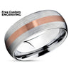 Titanium Wedding Band - Men's Wedding Band - 14K Rose Gold - Wedding Ring