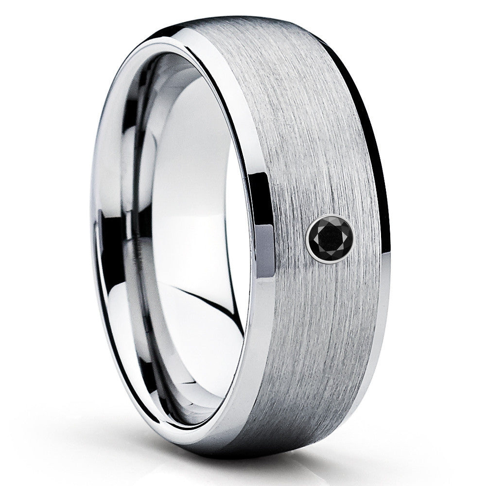 Black Diamond Tungsten Ring - Men's Tungsten Ring - Black Diamond Ring - Clean Casting Jewelry