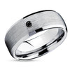 Black Diamond Wedding Ring - Tungsten Wedding Band - Black Diamond Ring - Silver Tungsten Ring