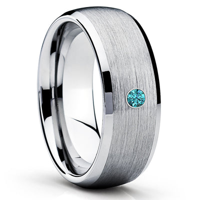 Tungsten Wedding Band - Blue Diamond Ring - Men's Tungsten - Gray Ring - Clean Casting Jewelry