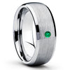 Emerald Tungsten Ring - Tungsten Wedding Band - 8mm Tungsten Ring - Clean Casting Jewelry
