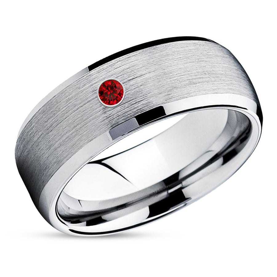 Ruby Wedding Ring - Man's Wedding Band - Tungsten Carbide Ring - Wedding band - Ring