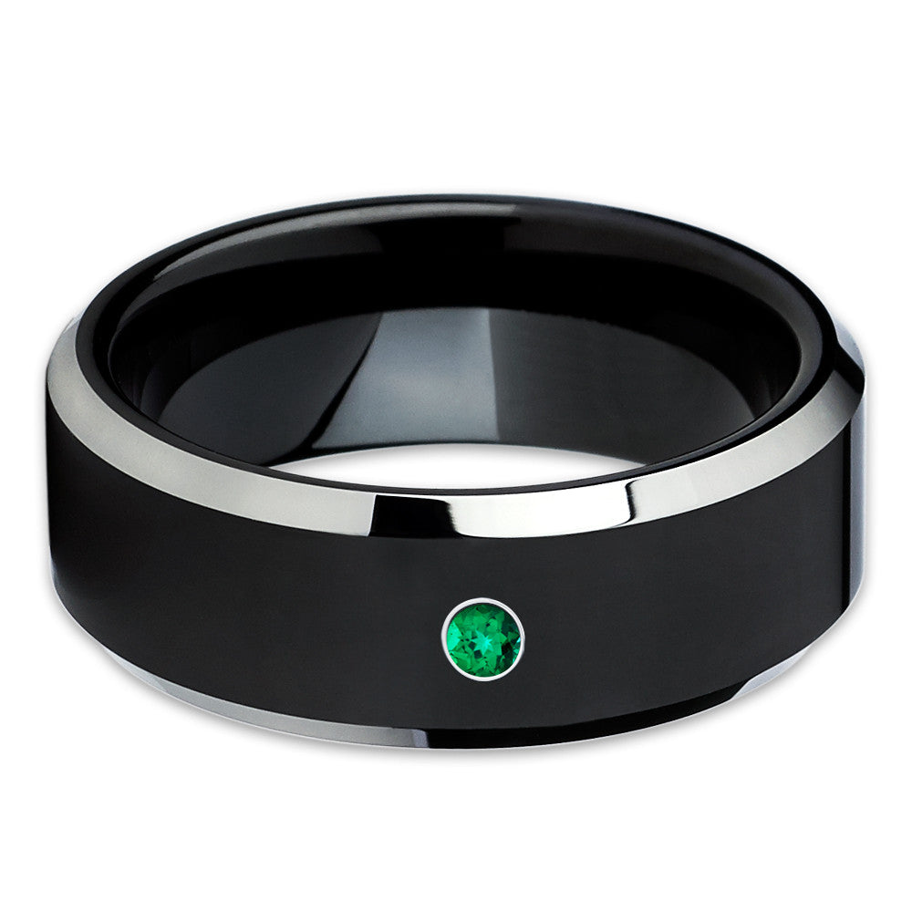 Black Tungsten Ring - Shiny Polish - Black Tungsten Band - Beveled Edges - Clean Casting Jewelry