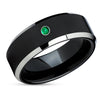 Emerald Wedding Ring - Tungsten Wedding Band - Black Wedding Band - Engagement Ring