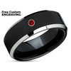Black Tungsten Wedding Ring - Ruby Wedding Band - Black Wedding Ring - Tungsten Band