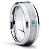 Silver Tungsten Wedding Band - Blue Diamond Ring - Men's Tungsten Ring - Clean Casting Jewelry