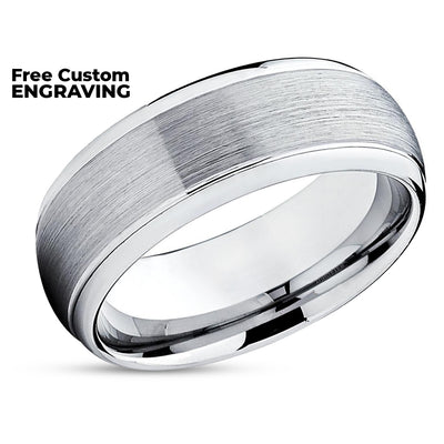Tungsten Wedding Band - Silver Tungsten Ring - Dome Tungsten Ring - Wedding Ring