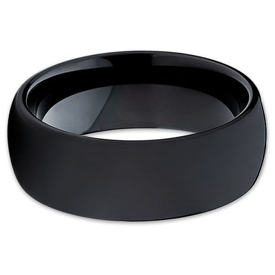 Polished Tungsten Wedding Band - Black Ring - Tungsten Wedding Ring Unique - Clean Casting Jewelry