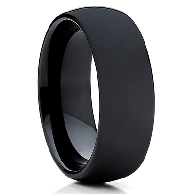 Polished Tungsten Wedding Band - Black Ring - Tungsten Wedding Ring Unique - Clean Casting Jewelry