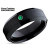 Black Wedding Ring - Black Tungsten Ring - Emerald Wedding Ring - Tungsten Wedding Ring