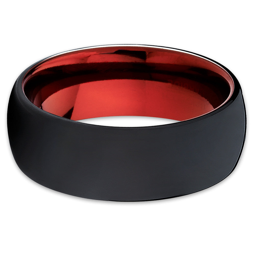 Red Tungsten Ring - Tungsten Wedding Ring - Matte Polish Ring - Men's Ring - Clean Casting Jewelry