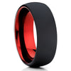 Red Tungsten Ring - Tungsten Wedding Ring - Matte Polish Ring - Men's Ring - Clean Casting Jewelry
