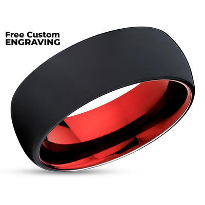 Red Tungsten Ring - Tungsten Wedding Ring - Matte Polish Ring - Men's Ring