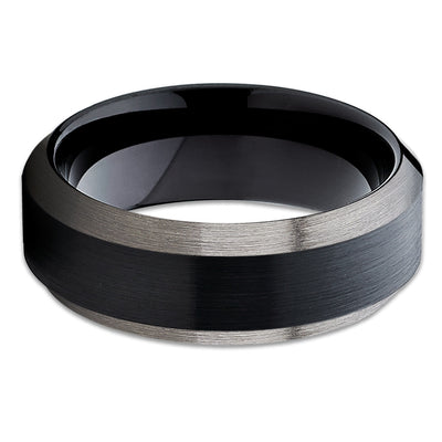 Black Tungsten Wedding Band - Gunmetal Tungsten Ring - Black Tungsten Ring - Clean Casting Jewelry