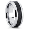 Tungsten Wedding Band - Carbon Fiber Ring - Black - Tungsten Wedding Ring - Clean Casting Jewelry