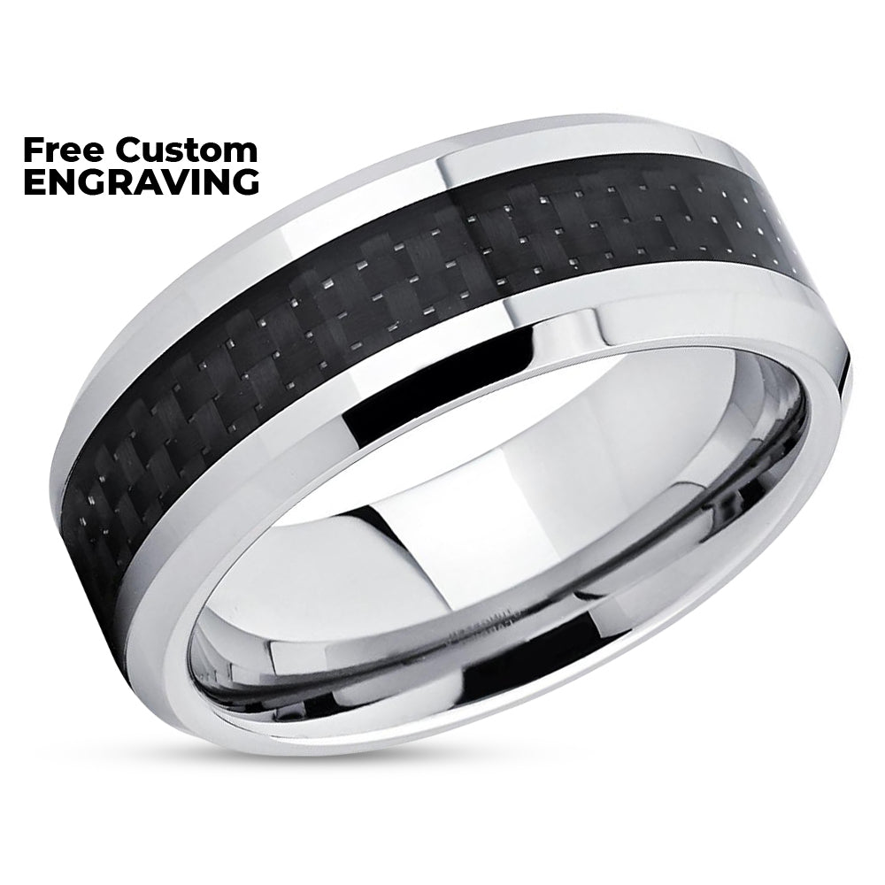 Carbon Fiber Wedding Ring - Tungsten Wedding Ring - Wedding Band - Wedding Ring