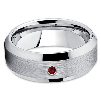 Ruby Tungsten Ring - Handmade - Tungsten Wedding Band - Men's Ring - Clean Casting Jewelry