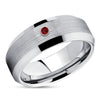 Ruby Wedding Ring - Silver Tungsten Ring - Tungsten Wedding Band - Wedding Ring