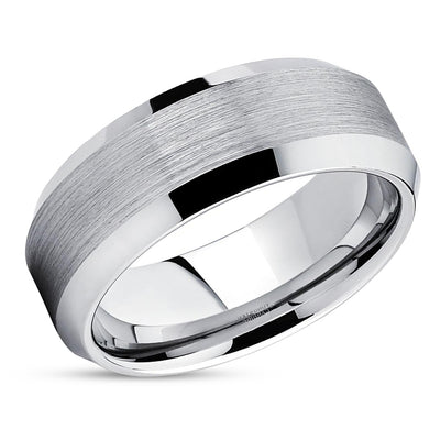 Man's Wedding Ring - Women's Wedding Band - Silver Tungsten Ring - Wedding Ring