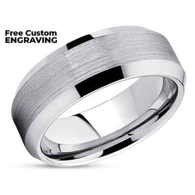 Man's Wedding Ring - Women's Wedding Band - Silver Tungsten Ring - Wedding Ring