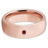 Rose Gold Tungsten Wedding Band - Ruby Tungsten Ring - Tungsten Carbide - Clean Casting Jewelry
