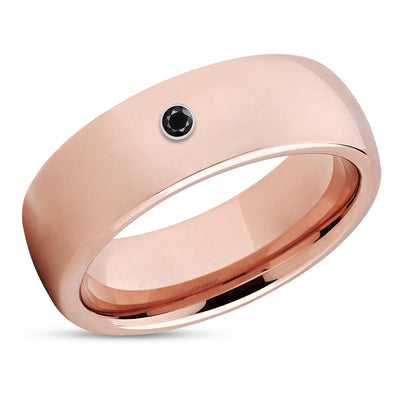 Rose Gold Wedding Ring - Diamond Ring - Black Diamond Ring - Tungsten Band