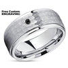 Black Diamond Wedding Ring - 9mm Wedding Ring - Silver Wedding Ring - Tungsten Carbide Ring