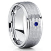 Blue Sapphire Ring - Tungsten Wedding Band - Men's Tungsten - 9mm - Clean Casting Jewelry