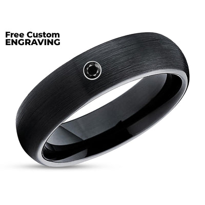 Black Diamond Tungsten Ring - Black Tungsten Band - Tungsten Carbide - Black Wedding Ring