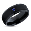 Black Tungsten Wedding Ring - Blue Sapphire Ring - Black Wedding Band - Tungsten Carbide