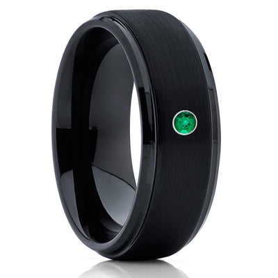 Black Tungsten Wedding Band - Emerald Tungsten Ring - Black Tungsten - Clean Casting Jewelry