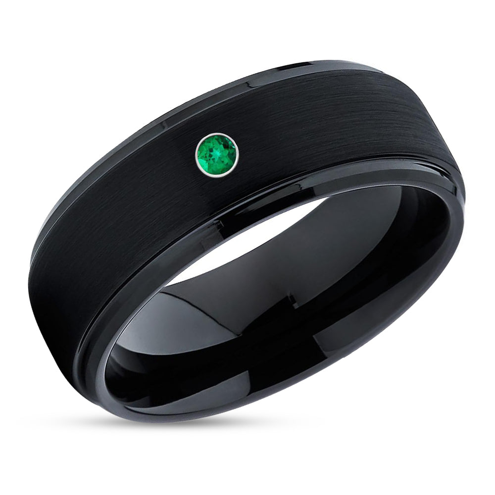 Black Tungsten Wedding Band - Emerald Tungsten Ring - Black Tungsten - Black Tungsten