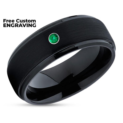 Black Tungsten Wedding Band - Emerald Tungsten Ring - Black Tungsten - Black Tungsten