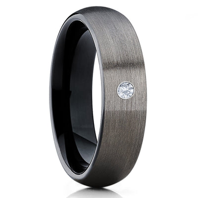 Black Tungsten Wedding Band - Gunmetal Ring - Gray Tungsten Ring - Brush - Clean Casting Jewelry