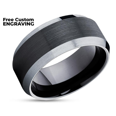 Black Tungsten Wedding Ring - Black Wedding Band - Black Tungsten Band - Ring