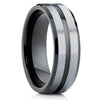 Gray Tungsten Wedding Band - Black Tungsten Ring - Men's Wedding Band - Clean Casting Jewelry