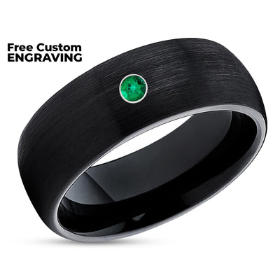 Black Wedding Ring - Emerald Tungsten Ring - Tungsten Wedding Ring - Man's Ring - Women's Ring
