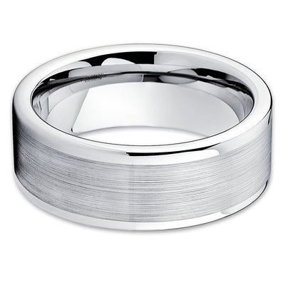 Tungsten Wedding Band - Silver - Men's Wedding Band - Brush Tungsten - Clean Casting Jewelry