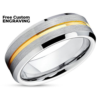 Cobalt Wedding Band - Yellow Gold - Cobalt Wedding Ring - Brush Ring - 18k Yellow Gold