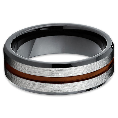 Maroon Tungsten Wedding Band - Black Ring - Tungsten Wedding Ring 8mm - Clean Casting Jewelry